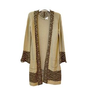 Prairie style Beige & brown open front duster